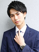 スーツ短髪ツーブロック束感モテる黒髪シークレットパーマ流行