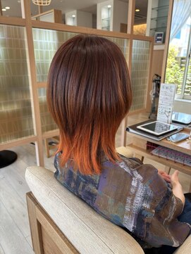 アドラーブル 長岡リップス旭岡店(adorable) くびれミディ◎オレンジブラウン夏カラー秋カラーくびれヘア