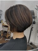 宇都宮ショートボブマッシュボブ白髪ぼかしショートカット40代