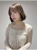 くびれボブ/顔周りカット/ヘーゼルベージュ