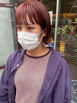 バルス(BLS) ラインボブ×カシスオレンジカラー【デザインカラー/髪質改善】