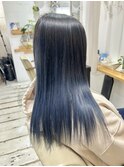 20代30代寒色系カラーグラデーション艶感ストレート透明感