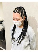 コーンロウブレイズ黒髪特殊エクステ成人式ヘアダンスヘアHIRO