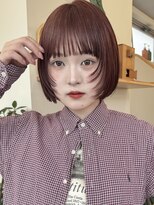 サンプラス(san+)&nbsp;ミニボブ顔周りレイヤー暖色カラー前髪カット/木梨健太