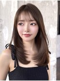 ミディアムレイヤーカット/30代40代50代/顔周りカットくびれヘア