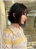 長めボブヘアシースルーバング