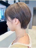 ショートグレージュ_スリークボブ厚めバングローライト_ba282432