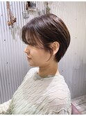 大人可愛い大人美人ショートくすみカラーアッシュグレーベージュ
