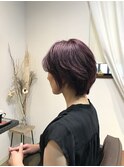 ベビーピンク×メテオ髪質改善×ハイトーン×さっぱりショート