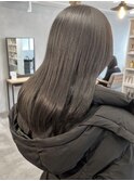 透明感カラーシアーグレージュ＊艶ストレート赤み消しカラー