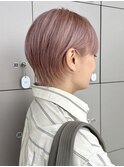 丸みショート/ピンクベージュ/耳かけショート