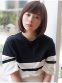 小顔大人可愛いダークカラー切りっぱなしミニボブストレートボブ