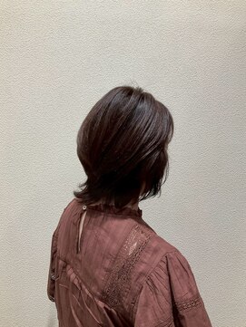 アクセ 似合わせカットミディアムレイヤー＊外ハネ＊ナチュラルブラウン
