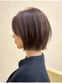 レイヤーボブマロンベージュインナーカラーブリーチなし