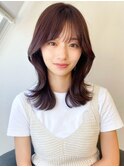 美髪艶感小顔似合わせミディアム韓国レイヤー外はねくびれヘアー