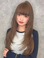 キャパ セントラル 天神 大名店(CAPA central)&nbsp;ロングヘア ミルクティーベージュ フルバング 顔周りレイヤー