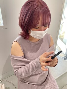 リィベ(Liibe) guest snap#ケアブリーチ#ダブルカラー#サクラピンク#ウルフ