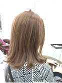ココアブラウン＆ハイライトのしばれるミディアム
