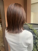 ココカラヘアー ニコ(cococara hair nico)&nbsp;くびれボブ/ピンクブラウン/暖色系/切りっぱなし/前髪あり