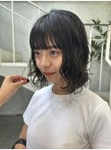 ♪ナチュラルパーマ　ボブパーマ　ゆるふわパーマ　ぱっつん前髪