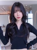大人かわいい前髪セシルカットココアブラウンフリンジウェーブ