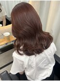 ホワイトグレージュミニウルフチェリーブラウンデジタルパーマ