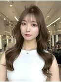 T61ミルクティーくびれヘアロングハッシュカット韓国ヘアー