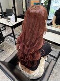 バレイヤージュピンクハイライトケアブリーチダブルカラー