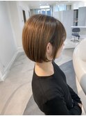 丸みショートシースルーバングくびれボブマッシュショート