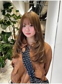 イメチェン/ピンクベージュ/アンブレラカラー/前髪/茅ヶ崎