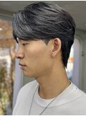 メンズセンターパートウルフセンターパートニュアンスパーマ襟足
