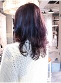セミロングスタイル  　ダークパープル　ダブルカラー