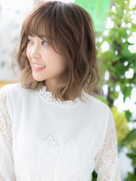 カバーヘア イヴ 戸頭店(COVER HAIR EVE) 大人ハイライト外国人風ゆるふわ前下がりロブa戸頭20代30代40代!