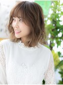 大人ハイライト外国人風ゆるふわ前下がりロブa戸頭20代30代40代!