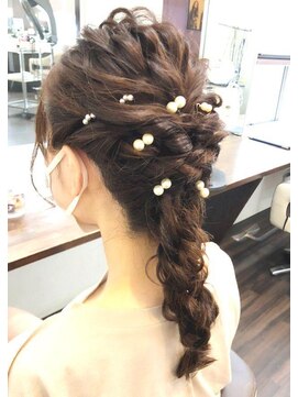 エノモト(ENOMOTO) お呼ばれ編み下ろしスタイル×カーキベージュ