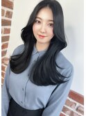 韓国風くびれヘア×ブルーブラック