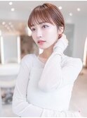 大人かわいい前髪セシルカットココアブラウンフリンジウェーブ