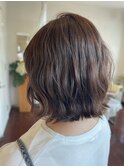 肩上ボブ/ラベンダー/波巻き/