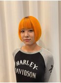 【ERI】ハイトーン！ブリーチあり！オレンジ×レイヤーボブ！
