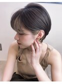 外国人風ショートボブ ハイライト 前髪インナーカラーグレージュ