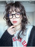 レイヤーパーマスタイル_ウルフテラコッタくすみブルー_28876
