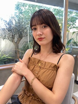 エジョン 幡ヶ谷店(Aejon) シルキーベージュ斜めバングチョコレートデザインカラー