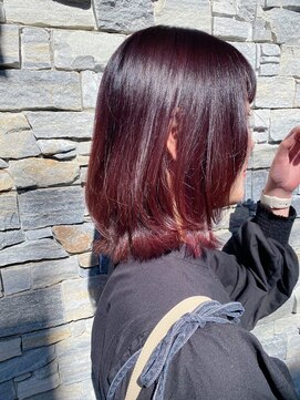 ブラン(Le BLANC) 【下地　由美】ブリーチなしボルドーカラー