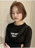 マロンブラウン　韓国風ボブ　センターパート　レイヤーボブ