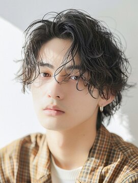 ヘアー アイス 御器所本店(HAIR ICI) メンズシャドウパーマ 無造作パーマ 夏パーマ アップバング