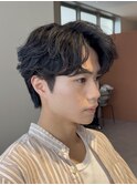 メンズヘアナチュラルニュアンスシャドウパーマフェザーショート