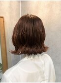 〇ゆるふわコテ巻き暖色ボブ/オレンジカラー