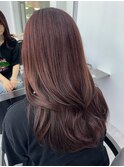 ◎小顔前髪顔まわりピンクブラウン春カラーロング