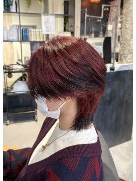 インク(inc) マッシュウルフメンズカットデザインカラーブリーチ