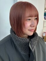 ユニバイリサ 天神大名店(uni by risa) ピンクベージュ ミニボブ ストレート 髪質改善トリートメント